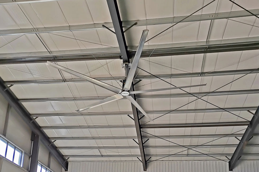 沖床生產(chǎn)車(chē)間加裝大吊扇